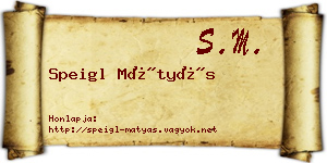 Speigl Mátyás névjegykártya