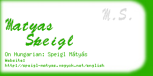 matyas speigl business card