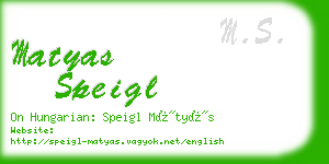 matyas speigl business card